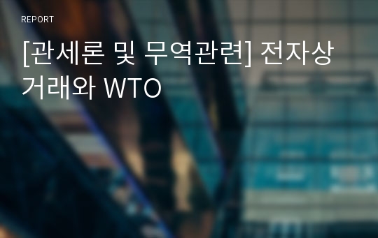 [관세론 및 무역관련] 전자상거래와 WTO
