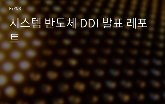 시스템 반도체 DDI 발표 레포트