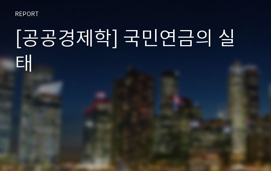 [공공경제학] 국민연금의 실태