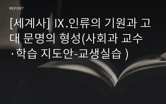 [세계사] Ⅸ.인류의 기원과 고대 문명의 형성(사회과 교수·학습 지도안-교생실습 )