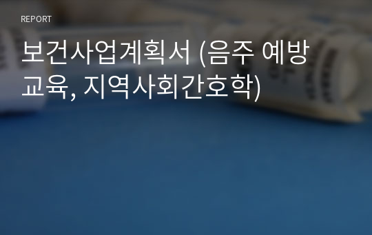 보건사업계획서 (음주 예방 교육, 지역사회간호학)