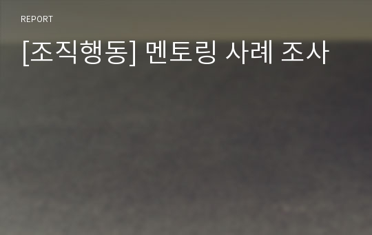 [조직행동] 멘토링 사례 조사