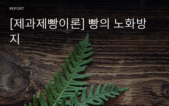 [제과제빵이론] 빵의 노화방지