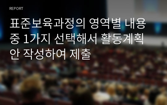 표준보육과정의 영역별 내용중 1가지 선택해서 활동계획안 작성하여 제출