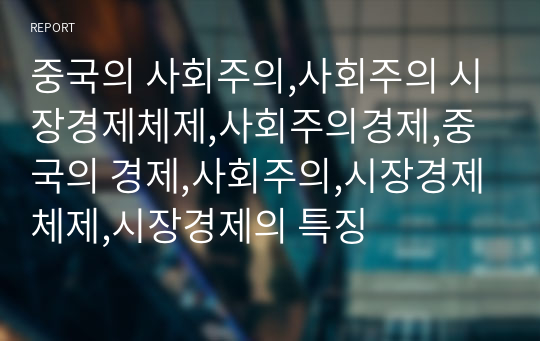 중국의 사회주의,사회주의 시장경제체제,사회주의경제,중국의 경제,사회주의,시장경제체제,시장경제의 특징