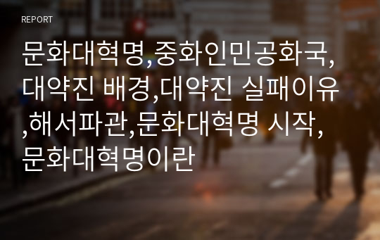 문화대혁명,중화인민공화국,대약진 배경,대약진 실패이유,해서파관,문화대혁명 시작,문화대혁명이란