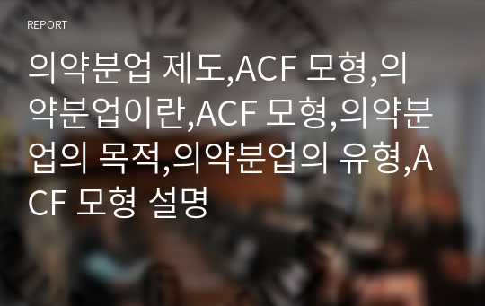 의약분업 제도,ACF 모형,의약분업이란,ACF 모형,의약분업의 목적,의약분업의 유형,ACF 모형 설명