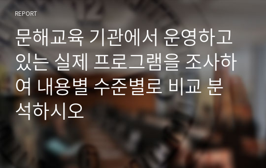 문해교육 기관에서 운영하고 있는 실제 프로그램을 조사하여 내용별 수준별로 비교 분석하시오