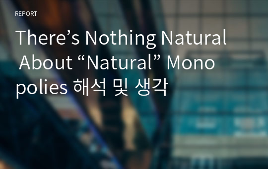 There’s Nothing Natural About “Natural” Monopolies 해석 및 생각