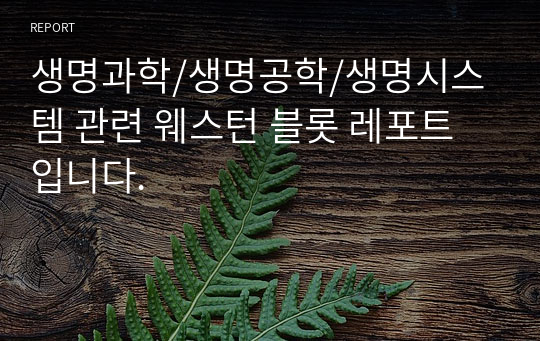 생명과학/생명공학/생명시스템 관련 웨스턴 블롯 레포트입니다.