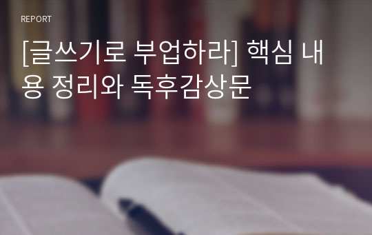 [글쓰기로 부업하라] 핵심 내용 정리와 독후감상문