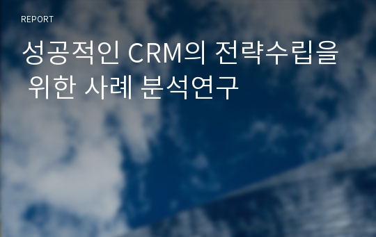 성공적인 CRM의 전략수립을 위한 사례 분석연구