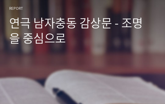 연극 남자충동 감상문 - 조명을 중심으로