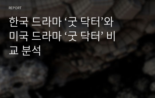 한국 드라마 ‘굿 닥터’와 미국 드라마 ‘굿 닥터’ 비교 분석