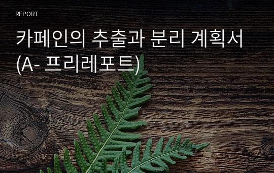 카페인의 추출과 분리 계획서(A- 프리레포트)