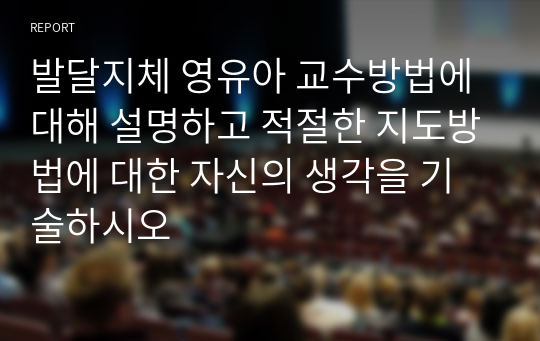 발달지체 영유아 교수방법에 대해 설명하고 적절한 지도방법에 대한 자신의 생각을 기술하시오