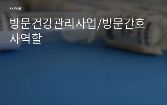 방문건강관리사업/방문간호사역할