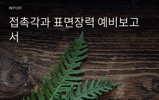 접촉각과 표면장력 예비보고서