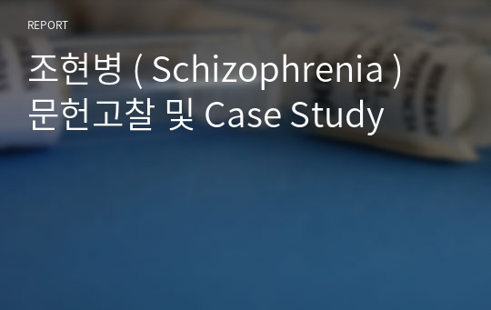 조현병 ( Schizophrenia ) 문헌고찰 및 Case Study