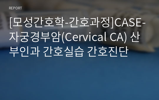 [모성간호학-간호과정]CASE-자궁경부암(Cervical CA) 산부인과 간호실습 간호진단