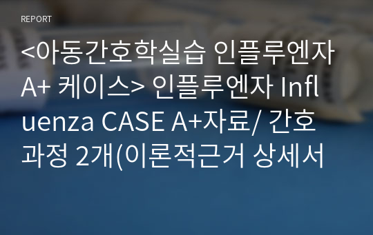 &lt;아동간호학실습 인플루엔자 A+ 케이스&gt; 인플루엔자 Influenza CASE A+자료/ 간호과정 2개(이론적근거 상세서술)