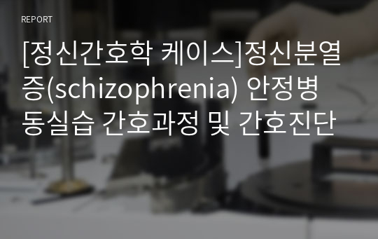 [정신간호학 케이스]정신분열증(schizophrenia) 안정병동실습 간호과정 및 간호진단