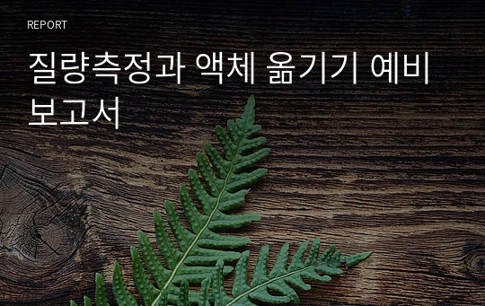 질량측정과 액체 옮기기 예비보고서