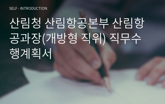 산림청 산림항공본부 산림항공과장(개방형 직위) 직무수행계획서