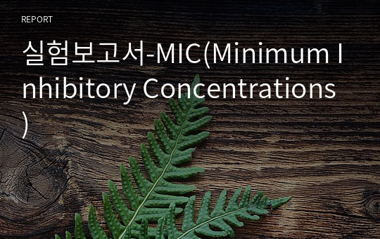 실험보고서-MIC(Minimum Inhibitory Concentrations)