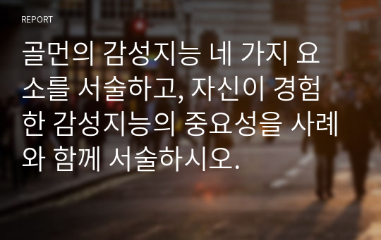 골먼의 감성지능 네 가지 요소를 서술하고, 자신이 경험한 감성지능의 중요성을 사례와 함께 서술하시오.