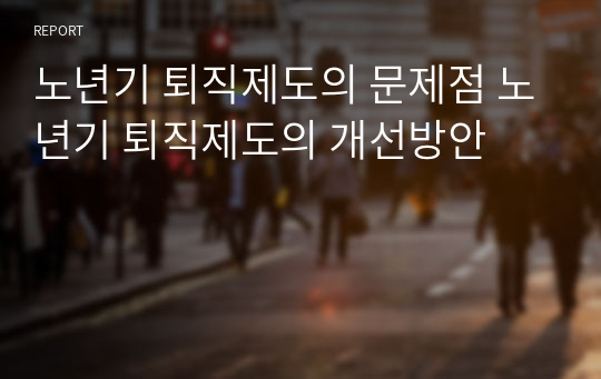 노년기 퇴직제도의 문제점 노년기 퇴직제도의 개선방안