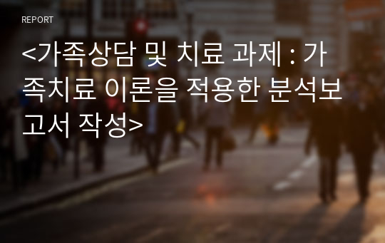 &lt;가족상담 및 치료 과제 : 가족치료 이론을 적용한 분석보고서 작성&gt;