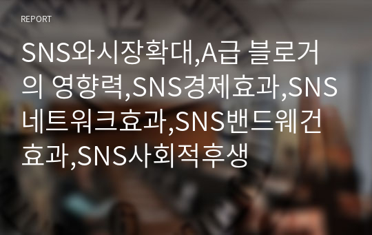 SNS와시장확대,A급 블로거의 영향력,SNS경제효과,SNS네트워크효과,SNS밴드웨건효과,SNS사회적후생