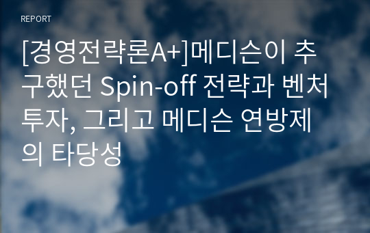 [경영전략론A+]메디슨이 추구했던 Spin-off 전략과 벤처투자, 그리고 메디슨 연방제의 타당성