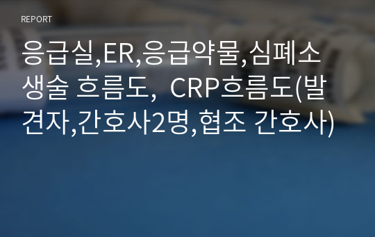 응급실,ER,응급약물,심폐소생술 흐름도,  CRP흐름도(발견자,간호사2명,협조 간호사)