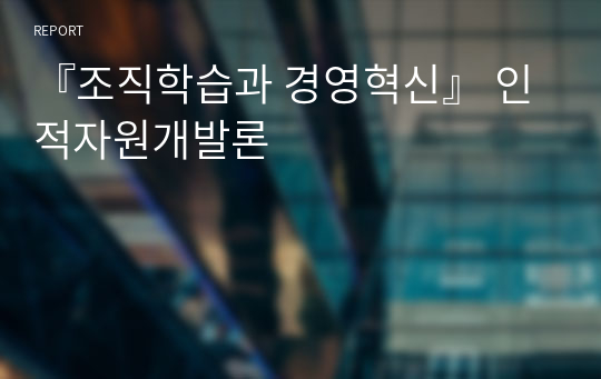 『조직학습과 경영혁신』 인적자원개발론