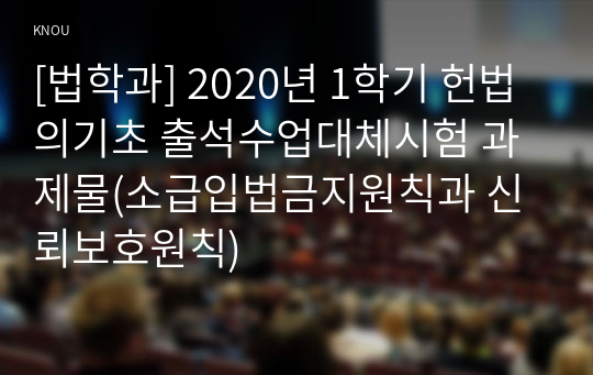 [법학과] 2020년 1학기 헌법의기초 출석수업대체시험 과제물(소급입법금지원칙과 신뢰보호원칙)