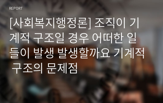 [사회복지행정론] 조직이 기계적 구조일 경우 어떠한 일들이 발생 발생할까요 기계적 구조의 문제점