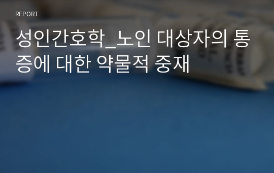 성인간호학_노인 대상자의 통증에 대한 약물적 중재