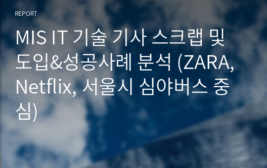 MIS IT 기술 기사 스크랩 및 도입&amp;성공사례 분석 (ZARA, Netflix, 서울시 심야버스 중심)