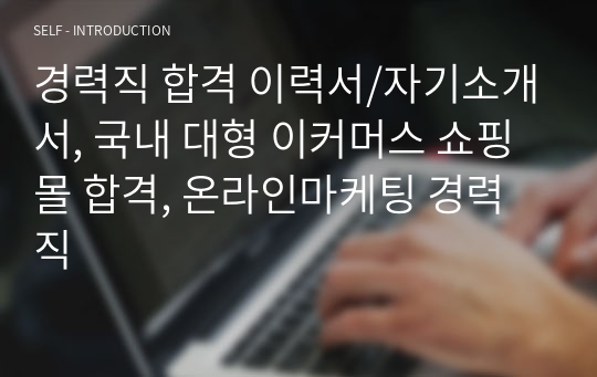 경력직 합격 이력서/자기소개서, 국내 대형 이커머스 쇼핑몰 합격, 온라인마케팅 경력직