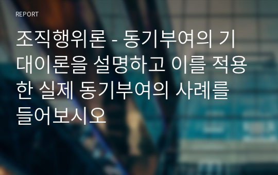 조직행위론 - 동기부여의 기대이론을 설명하고 이를 적용한 실제 동기부여의 사례를 들어보시오