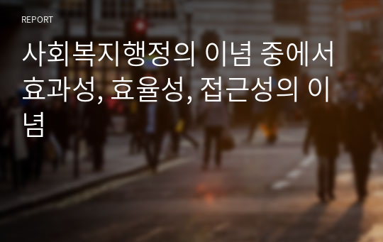 사회복지행정의 이념 중에서 효과성, 효율성, 접근성의 이념