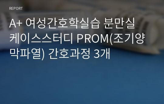 A+ 여성간호학실습 분만실 케이스스터디 PROM(조기양막파열) 간호과정 3개