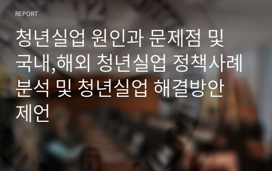 청년실업 원인과 문제점 및 국내,해외 청년실업 정책사례분석 및 청년실업 해결방안 제언