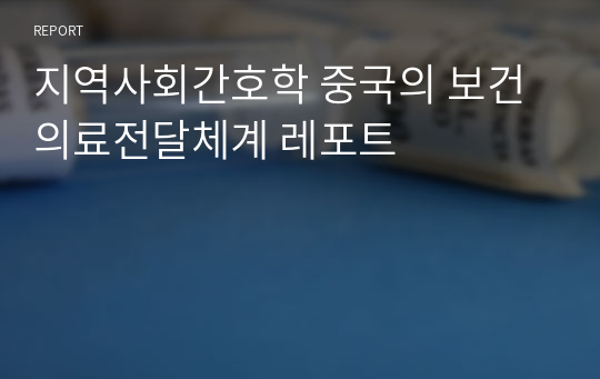 지역사회간호학 중국의 보건의료전달체계 레포트