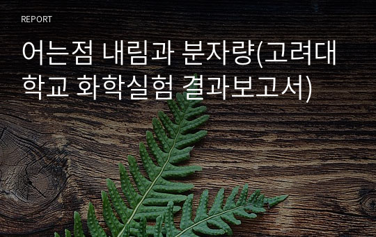 어는점 내림과 분자량(고려대학교 화학실험 결과보고서)