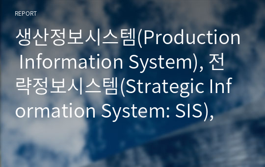 생산정보시스템(Production Information System), 전략정보시스템(Strategic Information System: SIS), 전사적자원관리(Enterprise Resource Planning: ERP), 공급사슬관리(Supply Chain Management: SCM), 고객관계관리(Customer Relationship Manag