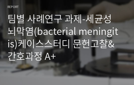 팀별 사례연구 과제-세균성 뇌막염(bacterial meningitis)케이스스터디 문헌고찰&amp;간호과정 A+