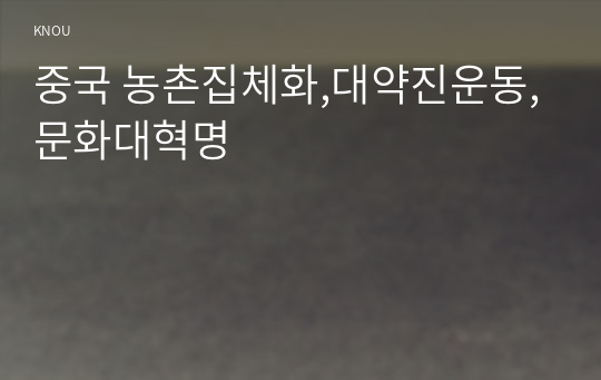 중국 농촌집체화,대약진운동,문화대혁명